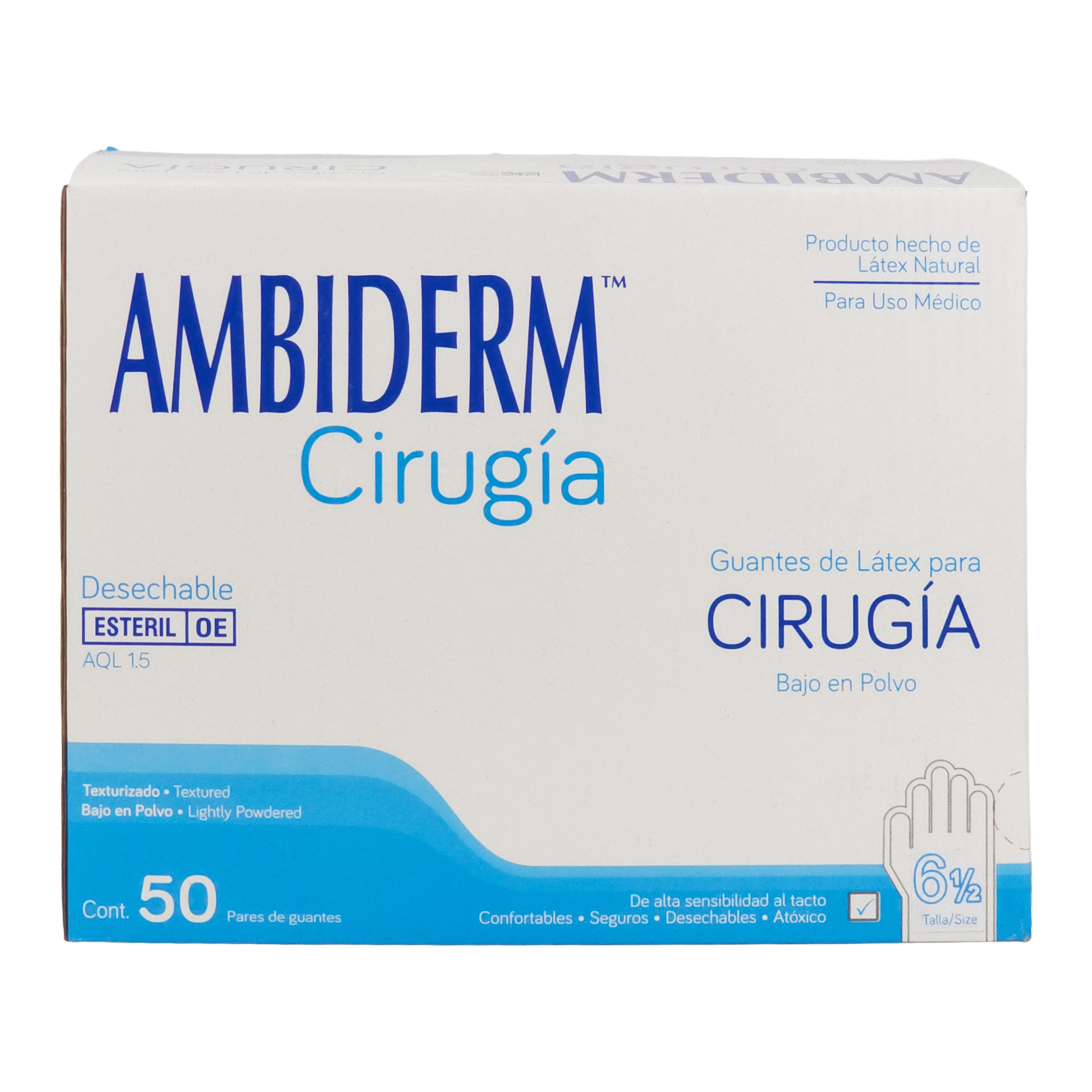 Guante látex estéril para cirugía No. 6.5
