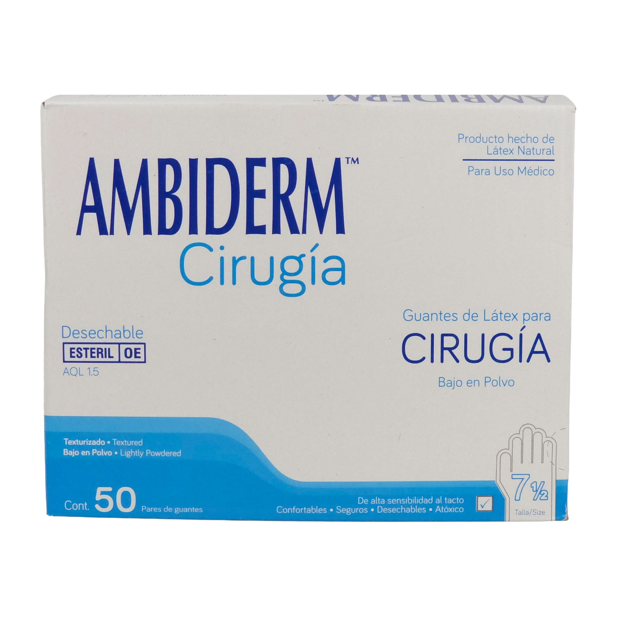 Guante látex estéril para cirugía No. 7.5