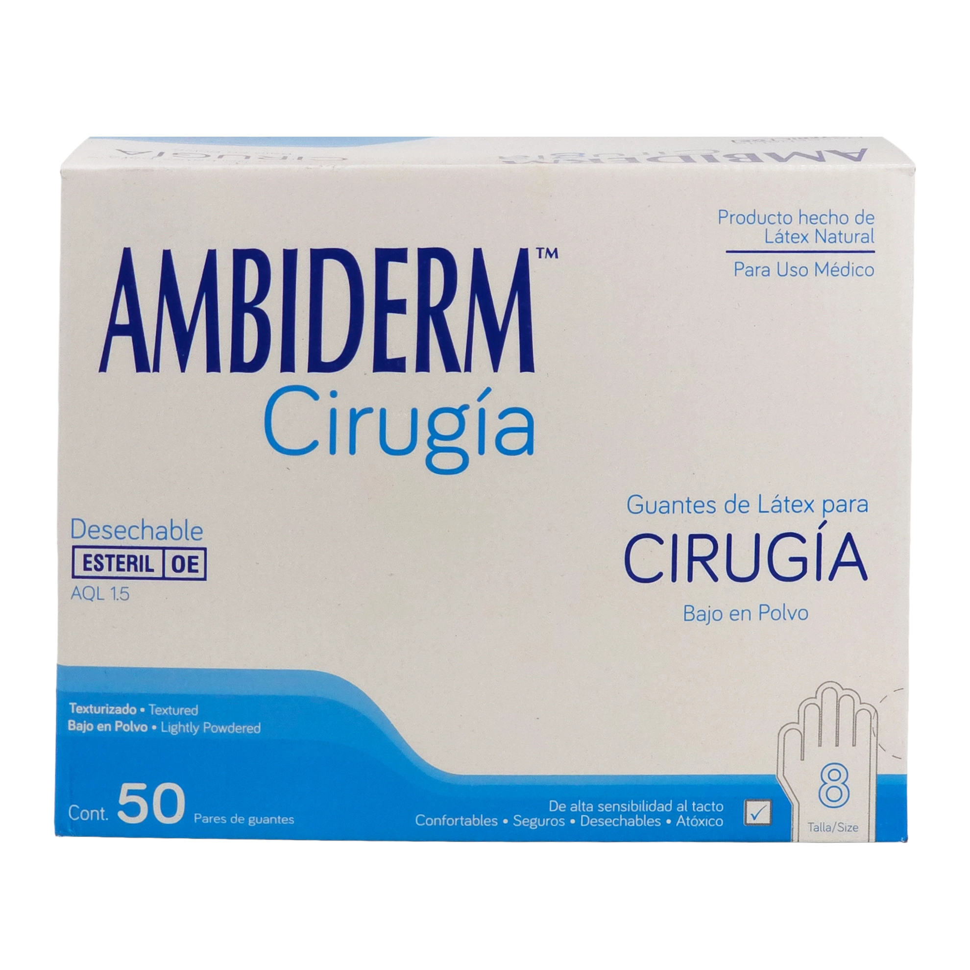 Guante látex estéril para cirugía No .8