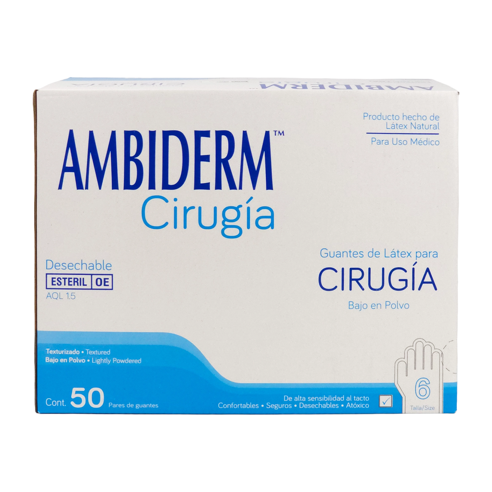 Guante látex estéril para cirugía No. 6