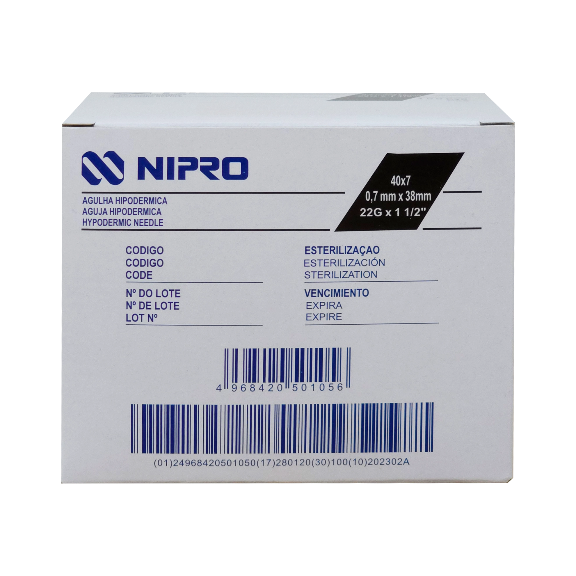 Aguja hipodérmica 22gx1-1/2 Nipro